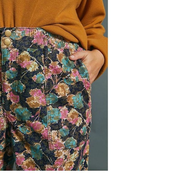 Anthropologie Anisa Floral Corduroy Joggers size SP petite size new with tag - Picture 3 of 8